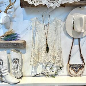 Boho Lace vest w prairie farmhouse shabby chic granny vibe